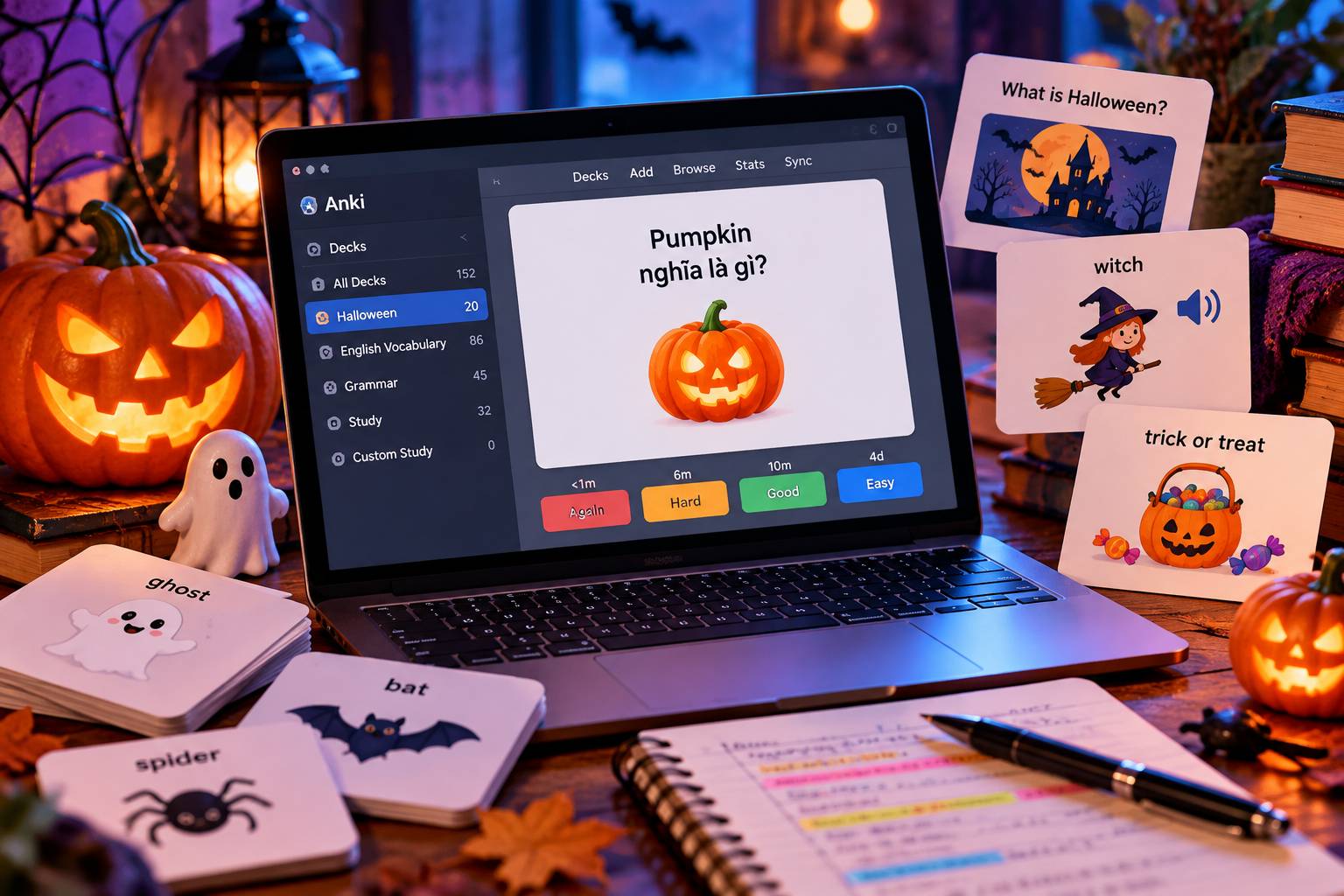 Anki Halloween: C&aacute;ch Tạo Flashcard Để Nhớ B&agrave;i L&acirc;u Hơn