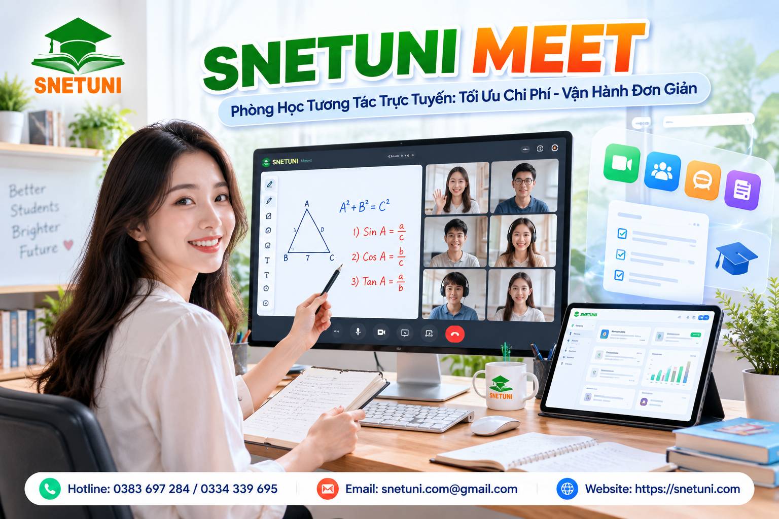 Dạy Học Online Không Còn Rườm Rà Với SNETUNI MEET Và Phòng Học Trực Tuyến Linh Hoạt