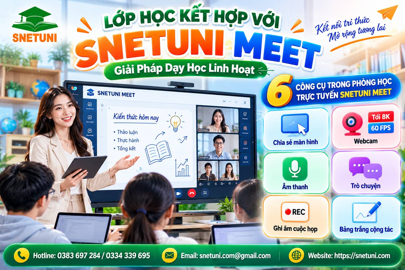 Lớp Học Kết Hợp Với SNETUNI MEET: Giải Ph&aacute;p Dạy Học Linh Hoạt