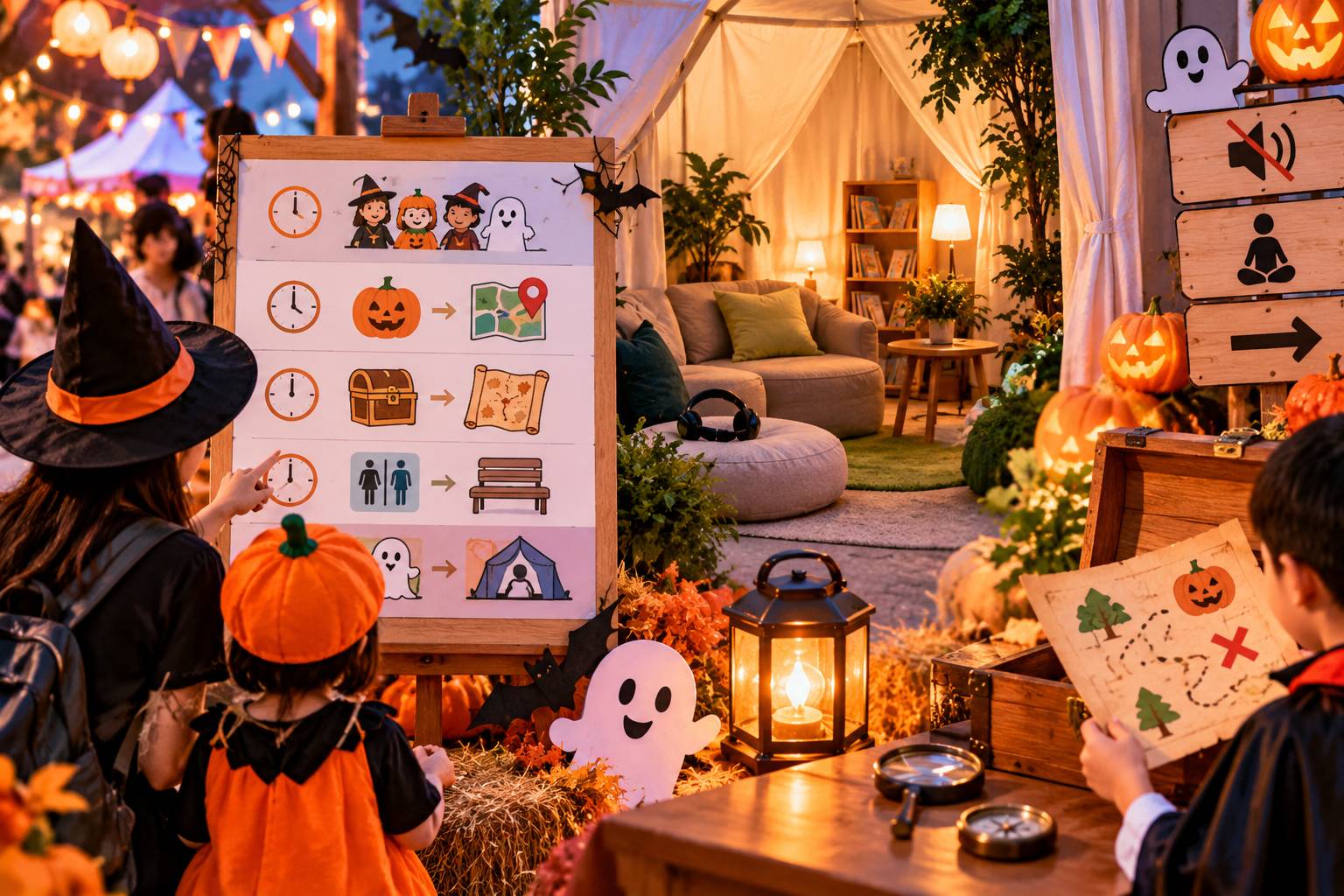 Các bạn nhỏ vui đùa và chơi trò chơi trong đêm hội Halloween thú vị 