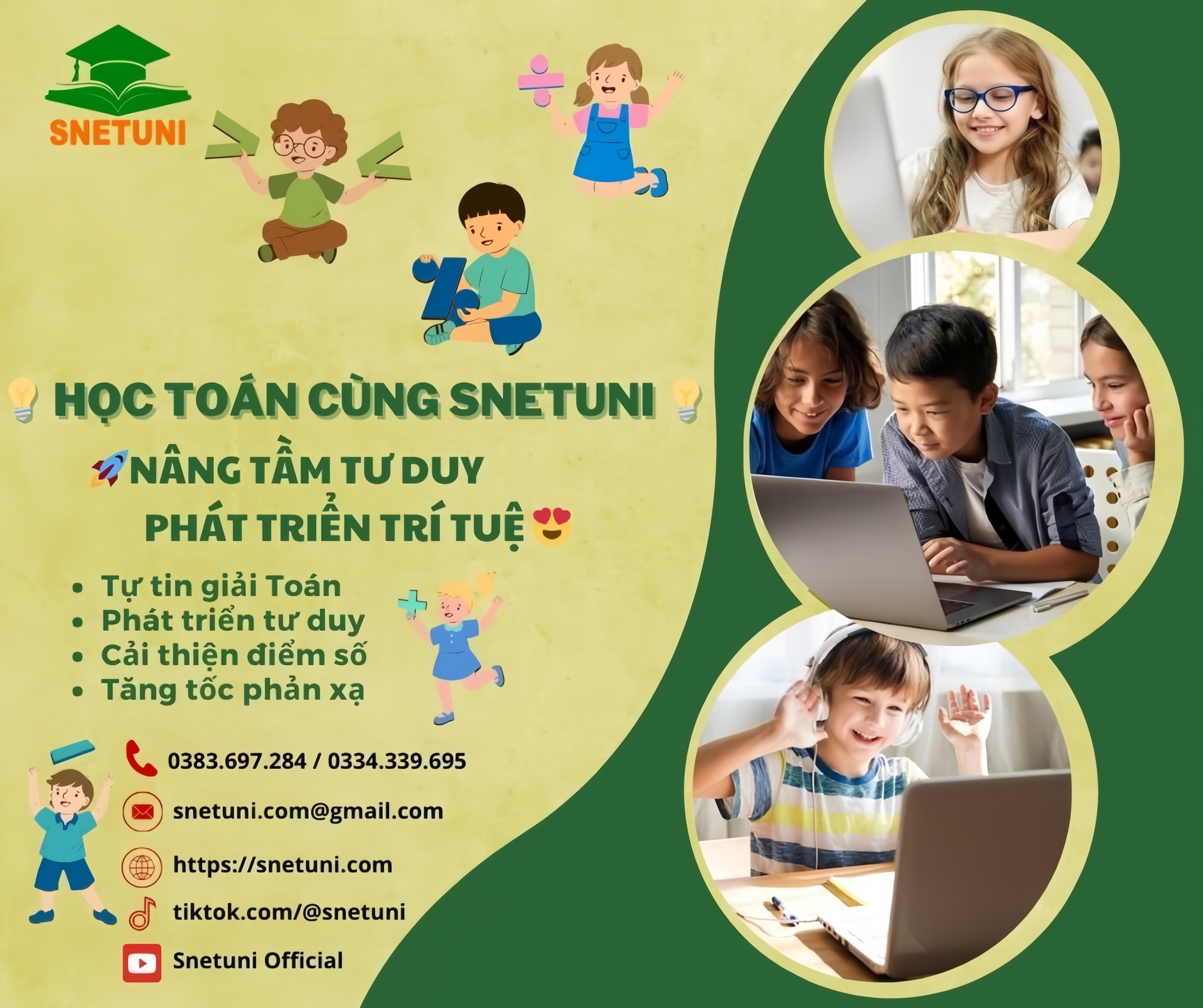 Toán tư duy online trên nền tảng giáo dục trực tuyến SNETUNI