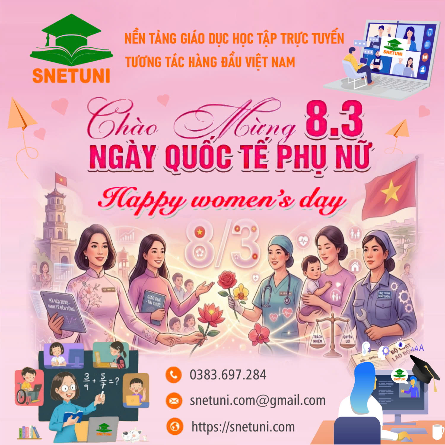 SNETUNI chúc mừng ngày Quốc tế Phụ nữ 8/3