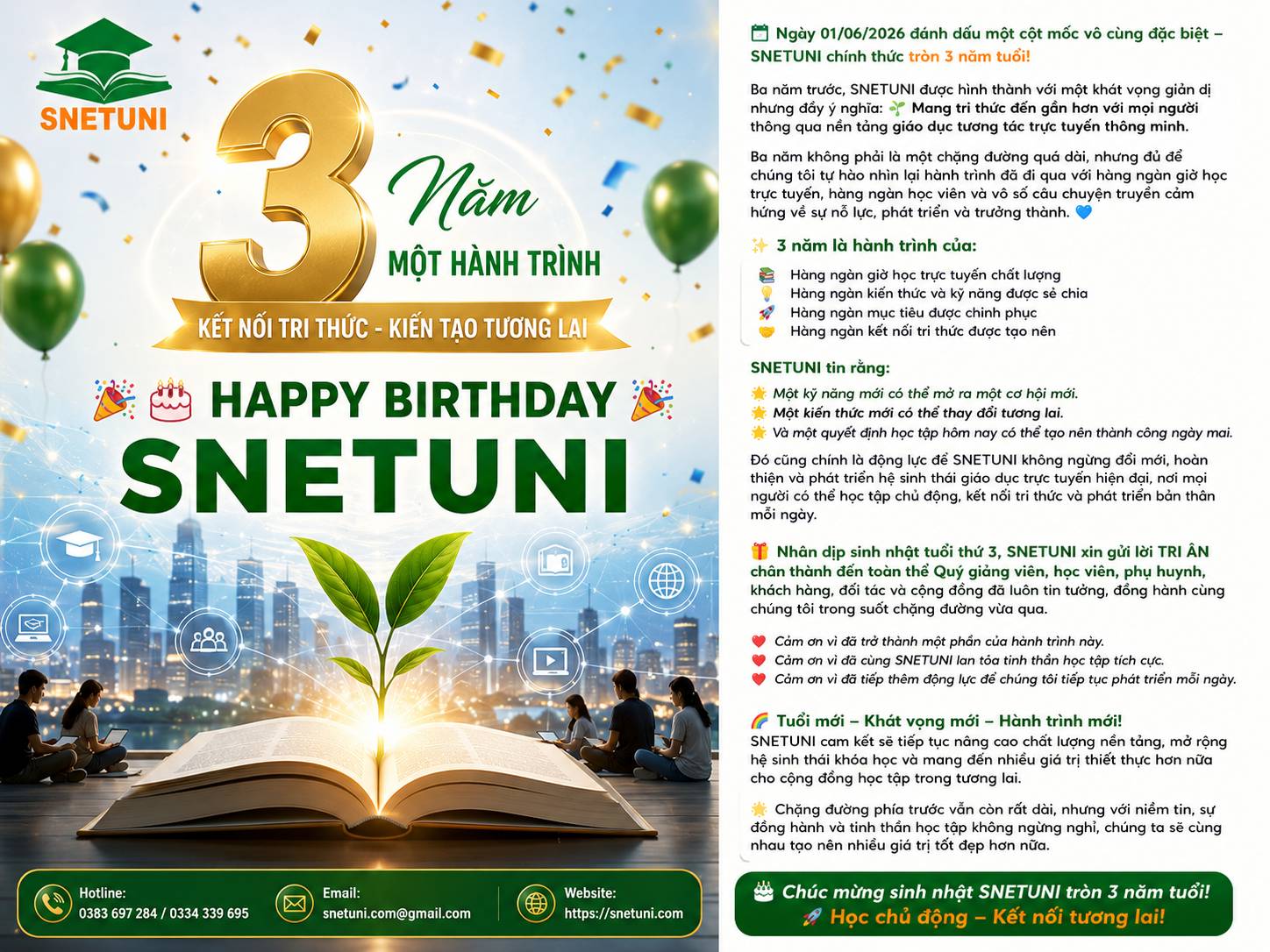Happy Birthday SNETUNI 3 năm tuổi 