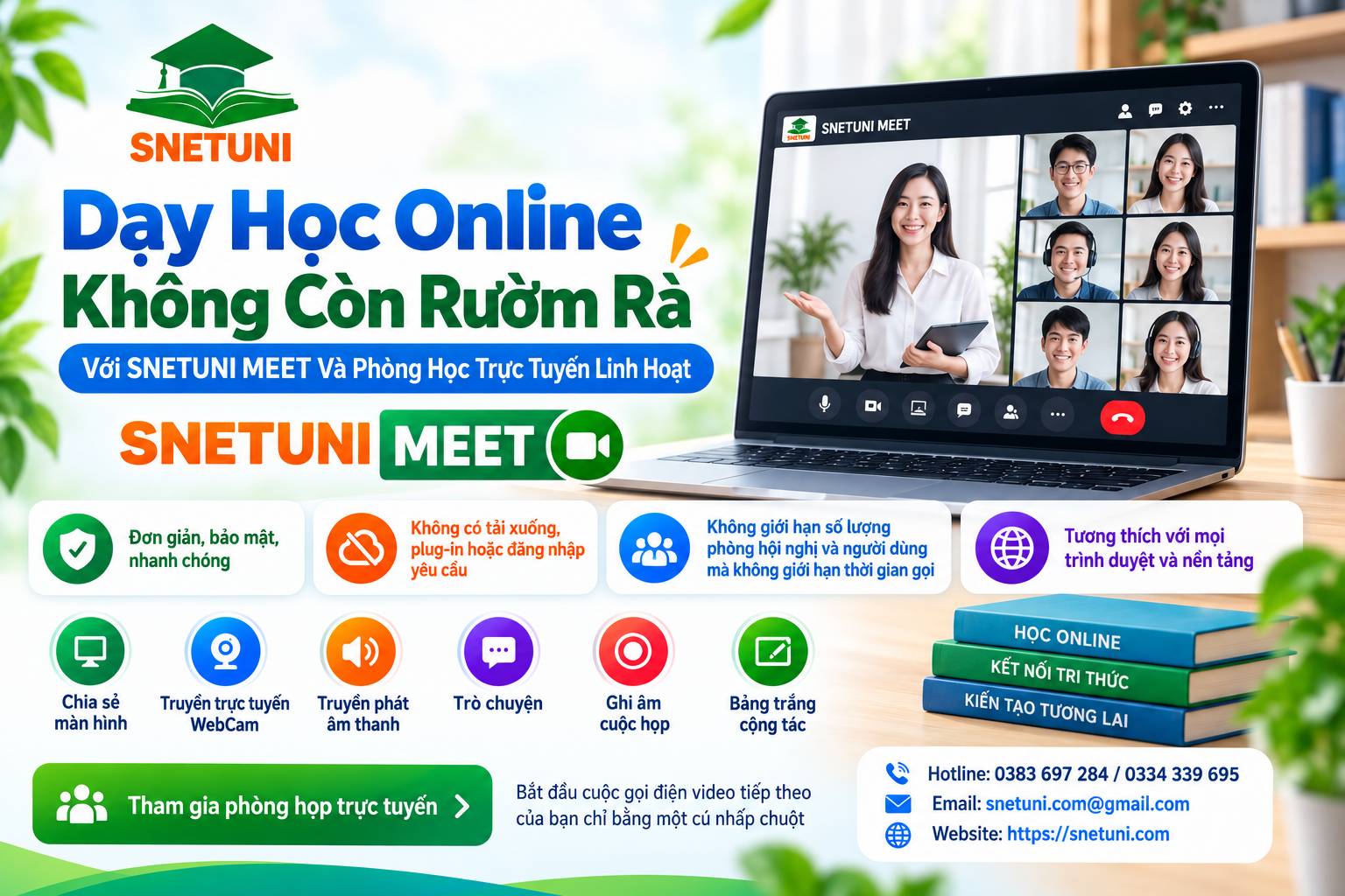 SNETUNI MEET - Lựa chọn dạy học online linh hoạt, tiết kiệm chi phí, hiệu quả vượt trội 