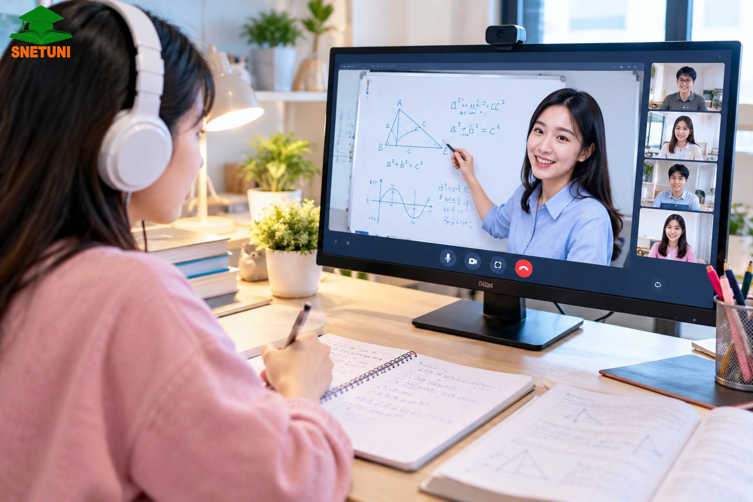 Giao diện của phòng học tương tác trực tuyến SNETUNI MEET được thiết kế rất thân thiện và dễ dàng làm quen